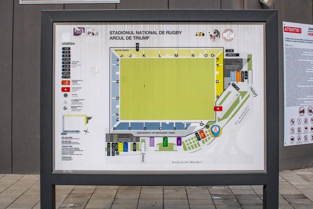 Information panel with a stadium map
