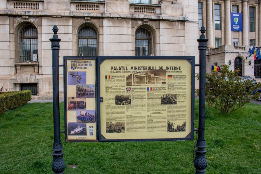 Information panel about the history of the building