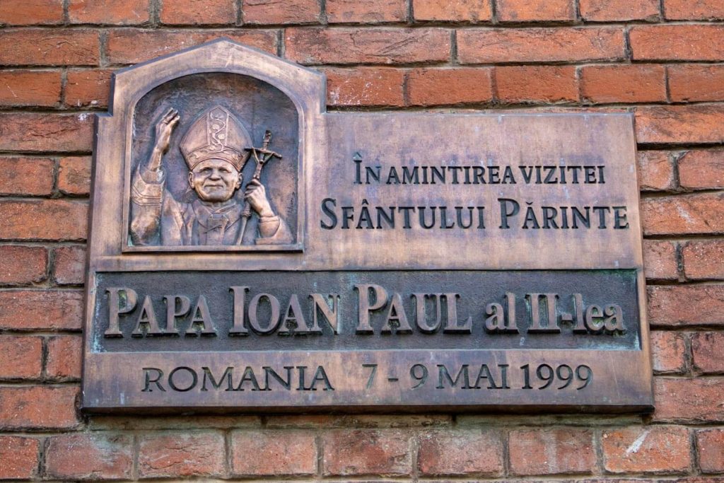 Memorial plague of Pope John Paul II's visit