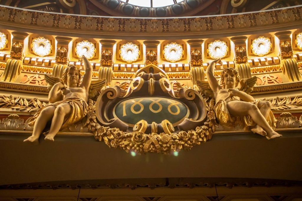 Ornaments above the stage of the Romanian Athenaeum