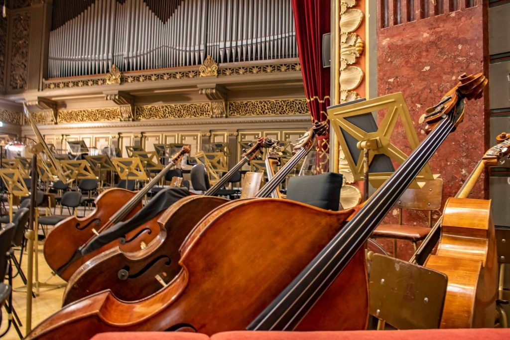 Cellos at the stage of the Romanian Athenaeum